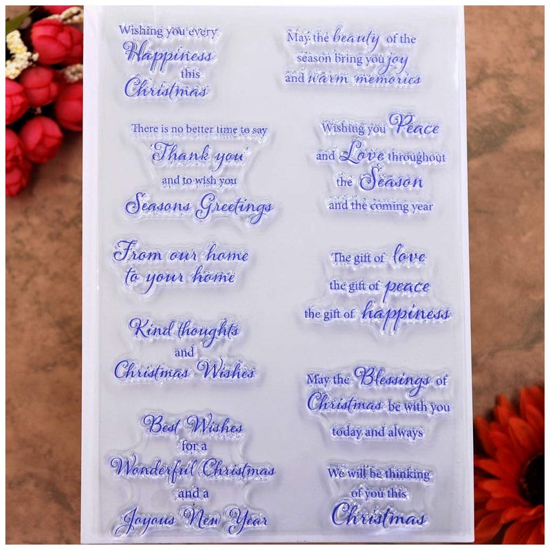 KWELLAM Words Christmas Wishes Thank You Seasons Greetings Clear Stamps for Card Making Decoration and DIY Scrapbooking - Image 4